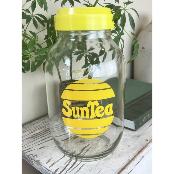 Other - Vintage Sun Tea Ice Tea Recipe Carlton 3 Liter Glass Jar Yellow USA / Nostalgia